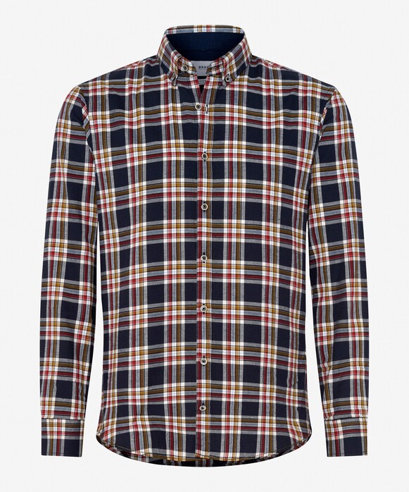 Brax Daniel Button Down Long Sleeve Check Fine Flanel Overhemd Deep Pine