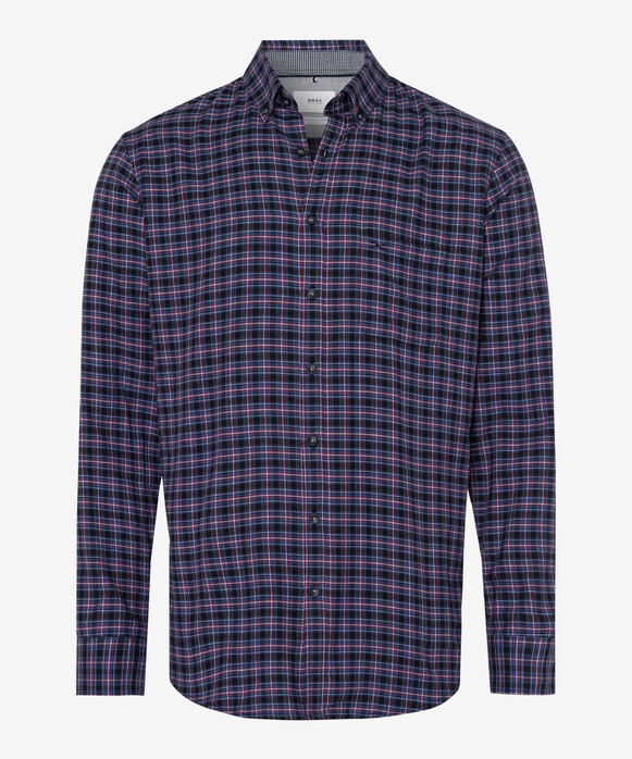 Brax Daniel Cotton Check Flannel Shirt Ocean