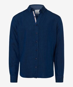 Brax Dirk Casual Linen Uni Button Down Blue Planet Shirt Sea