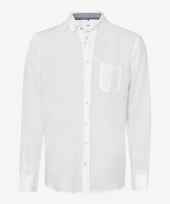 Brax Dirk Uni Linen Button Down Shirt White