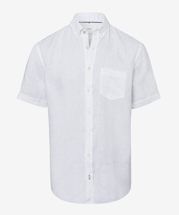 Brax Drake Linen Short Sleeve Shirt White