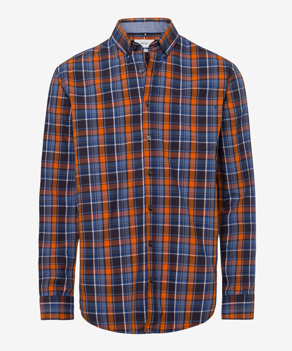 Brax Dries Check Overhemd Oranje