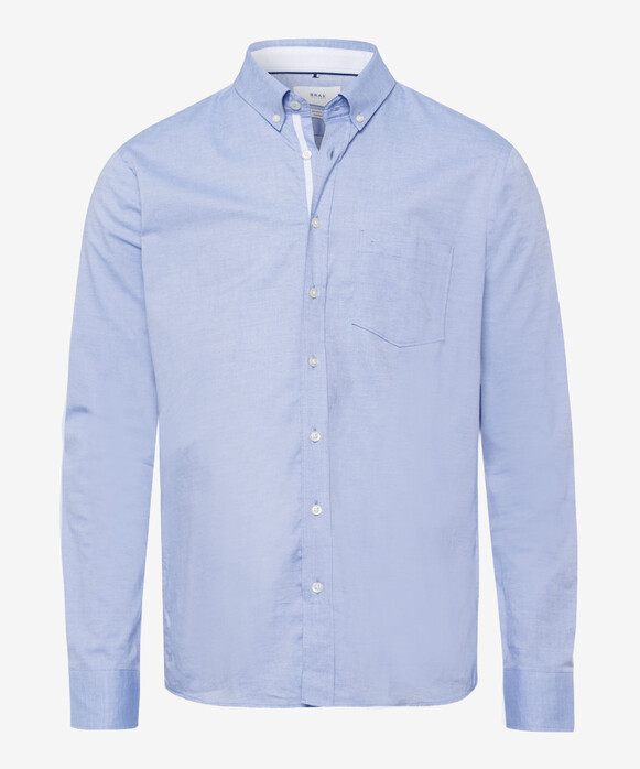 Brax Dries Uni Cotton Fine Oxford Shirt Blue Melange Dark