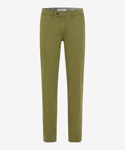 Brax Evans Triple Stone Soft Cotton Blend Flat-Front Broek Moss