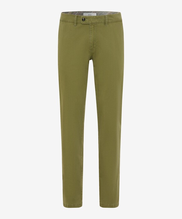 Brax Evans Triple Stone Soft Cotton Blend Flat-Front Pants Moss