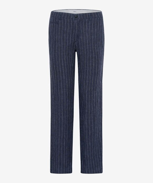 Brax Fabio Lightweight Pure Linen Stripe Flat Front Pants Manhattan