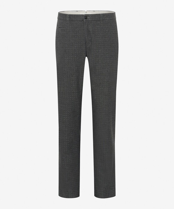 Brax Fabio Mini Check Wool Look Broek Grafiet