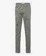 Brax Fabio Minimal Pattern Hi-Flex Cotton Satin Flat-Front Chino Broek Olijf Groen