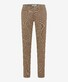 Brax Fabio Modern Wool Look Flat Front Fine Pattern Broek Beige