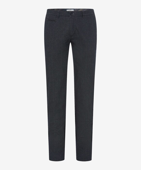 Brax Fabio Wool Look Cotton Blend Minimal Pattern Pants Dark Navy