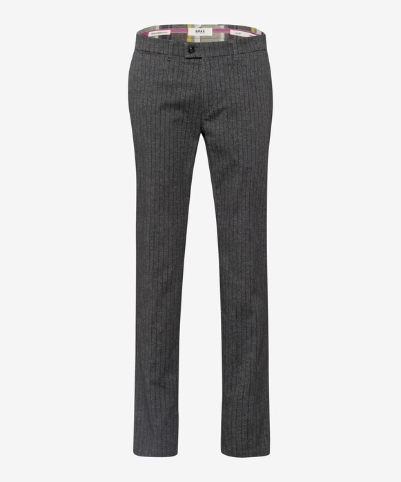 Brax Fey Stripe Pattern Flat-Front Fine-Yarned Cotton Satin Broek Athletic