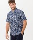 Brax Hardy Linen Fantasy Leaves Pattern Short Sleeve Shirt Ocean