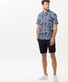 Brax Hardy Linen Fantasy Leaves Pattern Short Sleeve Shirt Ocean