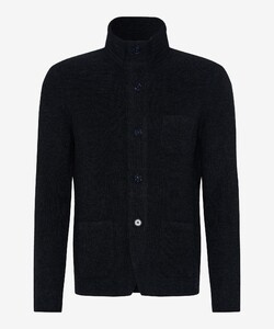 Brax Jeremy Button Collar Perlfang Knit Look Cardigan Cement