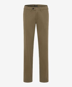 Brax Joe Uni Color Cotton Flat-Front Fine Stretch Broek Moss