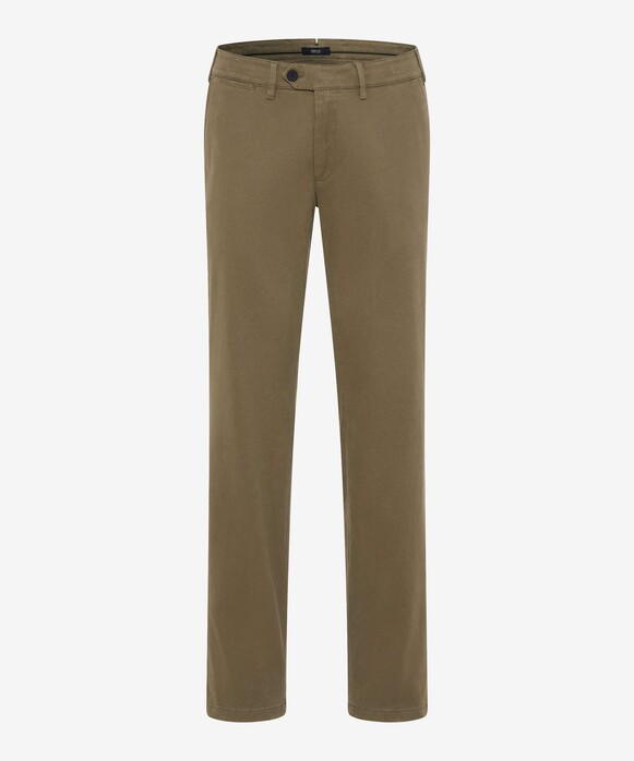 Brax Joe Uni Color Cotton Flat-Front Fine Stretch Pants Moss