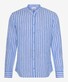 Brax Lars Pure Linen Stripe Stand-Up Collar Shirt Smooth Blue