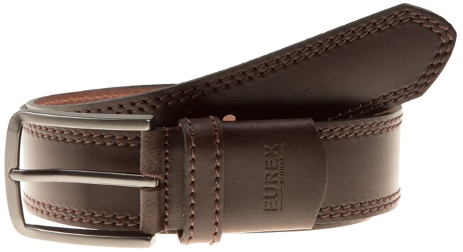 Brax Leather Belt Uni Thick Thread Dark Brown Melange