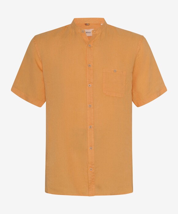 Brax Lionel Uni Linen Stand-Up Collar Shirt Mango