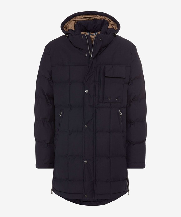 Brax Marco Quilted Jacket Detachable Hood Dark Navy