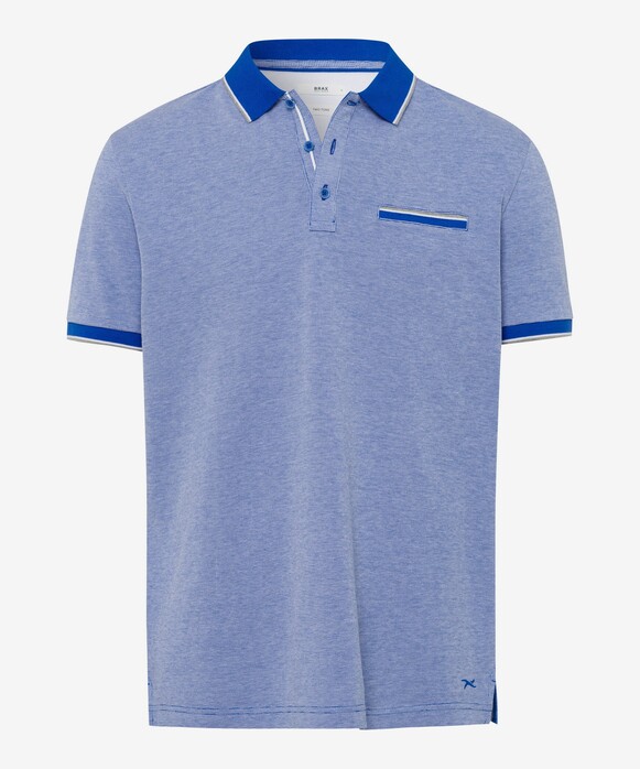 Brax Paddy Small Welt Breast Pocket Fine Jersey Polo Cornflower