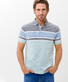 Brax Parker Two Tone Striped Blue Planet Piqué Polo Iced Green