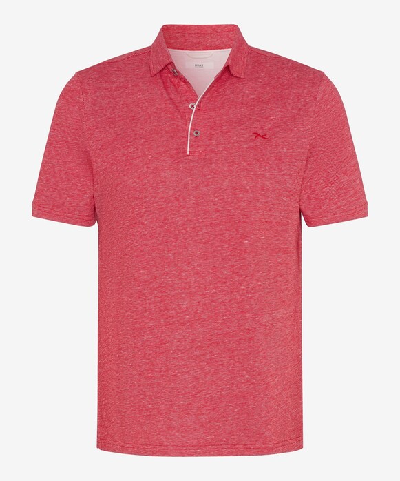 Brax Pejo Linnen Katoen Rich Fancy Mélange Poloshirt Signal Red