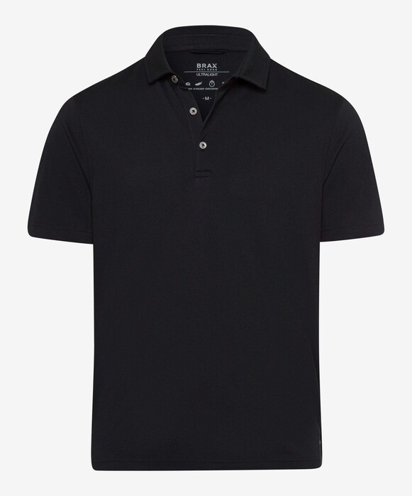 Brax Pepe Ultralight Piqué Short Button Placket Poloshirt Black