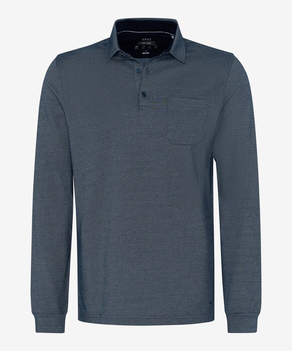 Brax Pharell Subtle Texture Jacquard Pattern Fine Jersey Polo Dark Navy