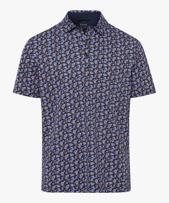 Brax Pico Allover Floral Pattern Ultralight Piqué Poloshirt Manhattan