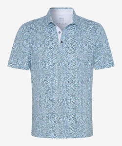 Brax Pico Ultralight Piqué Fine Fantasy Pattern Polo Wit-Groen-Blauw