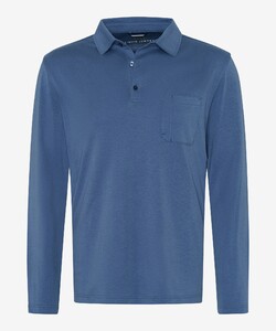 Brax Pirlo Breast Pocket Soft Interlock Jersey Poloshirt Smoke Blue