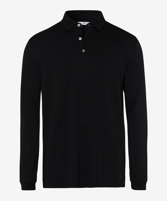 Brax Pirlo Long Sleeve Blue Planet Interlock Jersey Poloshirt Black