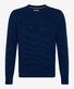 Brax Rick Crew Neck Wool Blend Fine Texture Mouliné Pullover Indigo