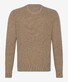 Brax Rick Crew Neck Wool Blend Fine Texture Mouliné Pullover Light Camel