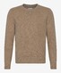 Brax Rick Crew Neck Wool Blend Fine Texture Mouliné Pullover Light Camel