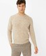 Brax Rick Crew Neck Wool Blend Fine Texture Mouliné Pullover Light Camel