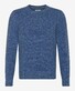 Brax Rick Crew Neck Wool Blend Fine Texture Mouliné Pullover Smoke Blue