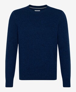 Brax Rick Crew Neck Wool Blend Fine Texture Mouliné Trui Indigo