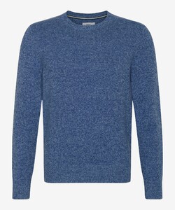 Brax Rick Crew Neck Wool Blend Fine Texture Mouliné Trui Smoke Blue