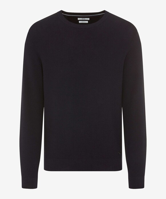 Brax Rick Texture Knit Crew Neck Pullover Dark Navy