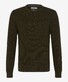 Brax Rick Texture Knit Crew Neck Pullover Olive Green