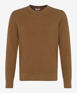 Brax Rick Texture Knit Crew Neck Trui Camel