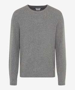 Brax Rick Texture Knit Crew Neck Trui Midden Grijs