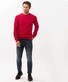 Brax Rick Uni Color Texture Knit Crew Neck Trui Fire