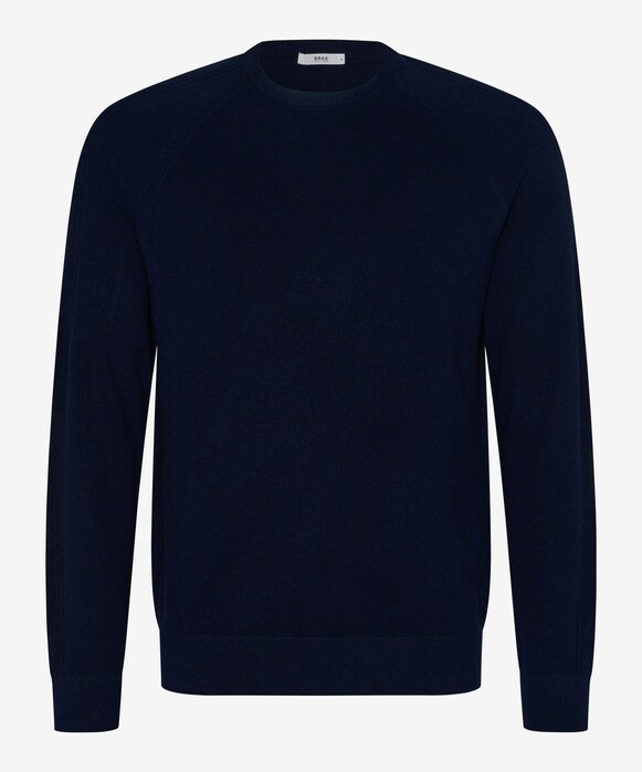 Brax Rob Uni Color Crew Neck Pullover Dark Navy