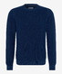 Brax Roy Half-Cardigan Stitch Knit Crew Neck Pullover Denim Blue