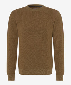 Brax Roy Half-Cardigan Stitch Knit Crew Neck Trui Camel