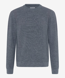 Brax Roy Half-Cardigan Stitch Knit Crew Neck Trui Platinum