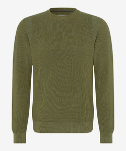 Brax Roy Half-Cardigan Stitch Knit Crew Neck Trui Salvia